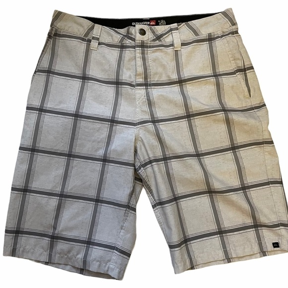 Quicksilver Men’s Grey Plaid Regular Fit Casual 28” Hybrid Amphibian Sho… - Picture 1 of 8